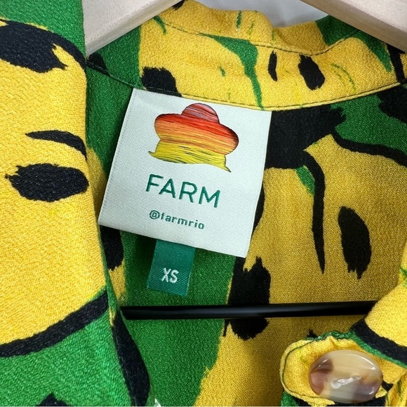 Farm Rio Bossa Banana Green Yellow Relaxed Belted Jumpsuit Size XS - Picture 6 of 9